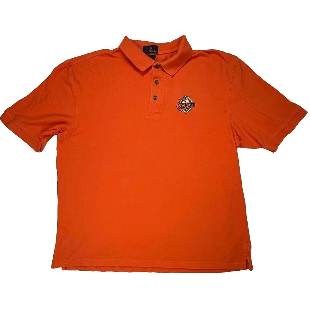 Vintage Baltimore Orioles Orange Golf Polo Mens Size Large Antigua Embroidered